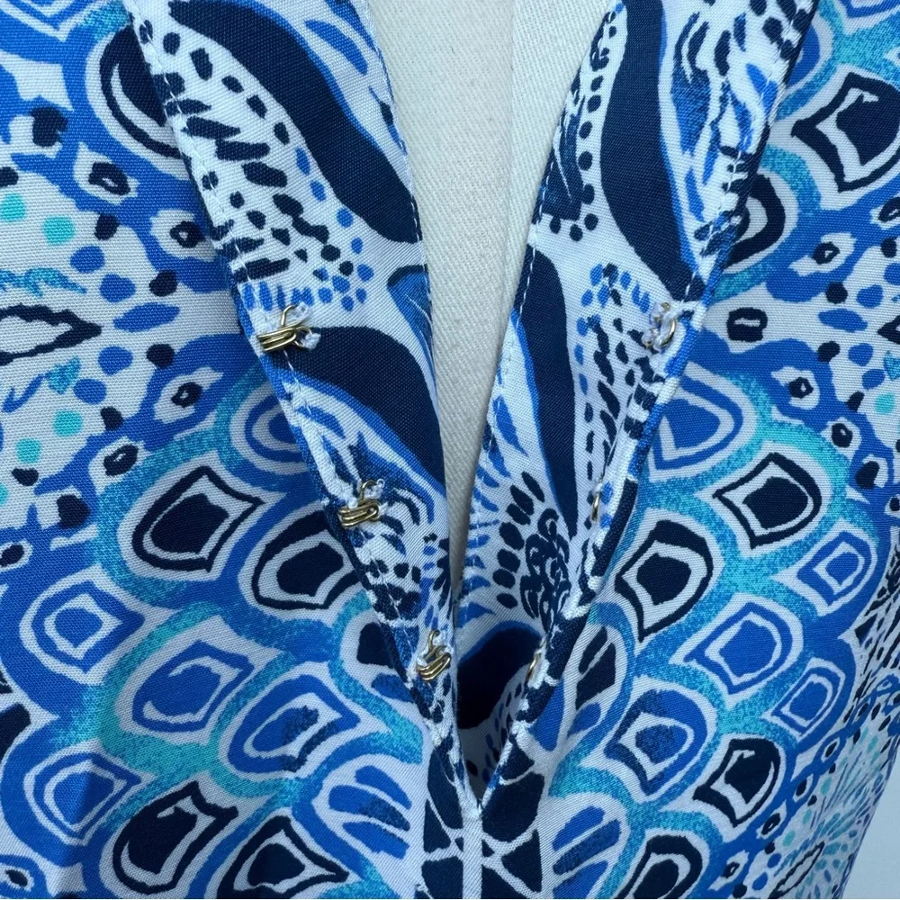 Lilly Pulitzer Blue and White V-Neck Mermaid Tail Print Dress Size 4 - Picture 7 of 15